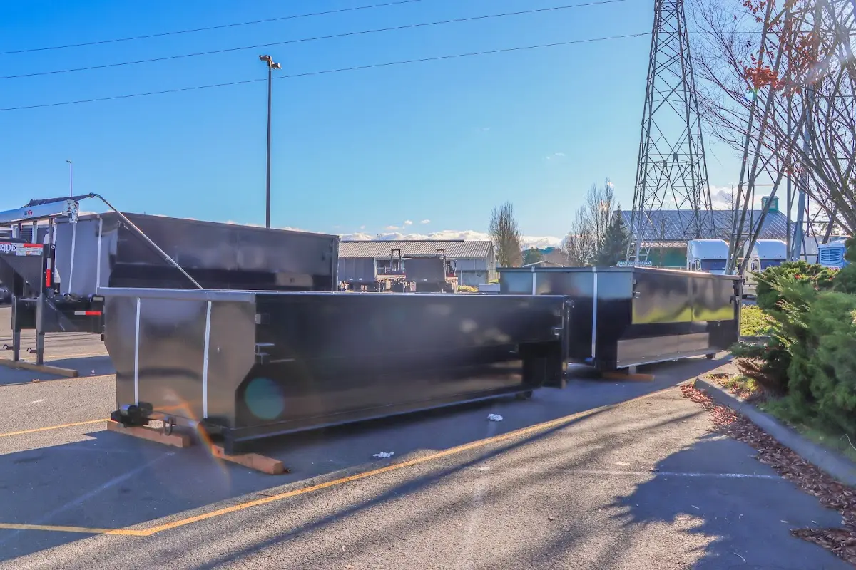 Roll-off dumpster ready for waste disposal at job site for Yard Waste Dumpster Rental in Gretna
